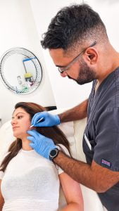 Assessing placement of Botox Masseter Muscle for jaw slimming bruxism tmj pain